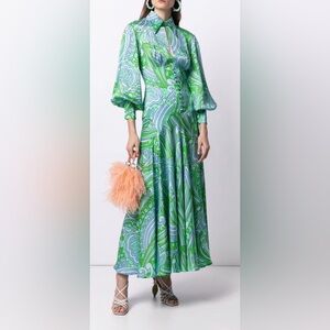 Alice McCall Green and Light Blue Paisley Maxi Dress